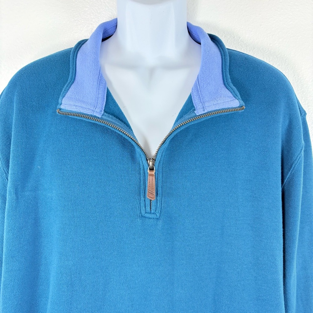 Lands' End Men's Blue Quarter Zip Pullover Sweater SzXXL Preppy Casual Staple - Picture 4 of 12